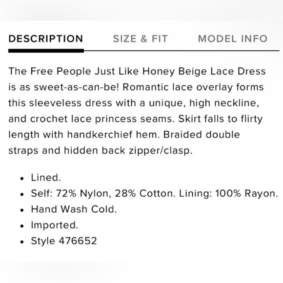 Free People Just Like Honey dress sz4 - Picture 5 of 8